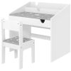 Qaba Kids Desk and Chair Set with Storage Drawer, Kids Desk with Tabletop Organizer, Aged 3-6 Years, Gray