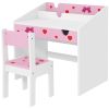Qaba Study Chair Pink with Storage Drawer, Kids Desk and Chair Set for Bedroom & Study Room, for kids 3-6 Years Old