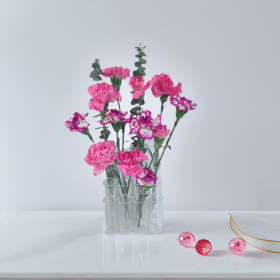 Set of 16 Connected Stepped Tube Flower Vases