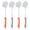 VEVOR Dish Brush, 4 Pack Kitchen Scrub Brushes with PP Handle, Dish Cleaning Brushes with Curved Bristles, Ideal for Pots, Pans, Sink and Stove