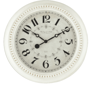 Mainstays Indoor 15.5" Round Antique White French Country Analog Traditional Wall Clock with Arabic Numbers