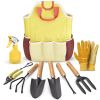 9 Pcs Garden Tool Set for Women Ergonomic Lightweight Gardening Hand Tools with Convenient Little Bag Sturdy Metal Garden Tools Set Easy Handling for