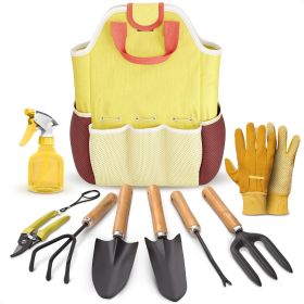 9 Pcs Garden Tool Set for Women Ergonomic Lightweight Gardening Hand Tools with Convenient Little Bag Sturdy Metal Garden Tools Set Easy Handling for