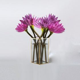 Large diamond-shaped glass hardware-edged vase