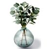 12" Artificial Green Eucalyptus in Blown Glass Vase