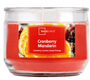 Mainstays Cranberry Mandarin Scented 3-Wick Glass Jar Candle, 11.5 oz.