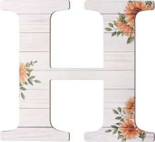 Large Wooden Letters 12 Inch Rustic Wooden Letters H for Wall Decor Home Wood Letters Sunflower Big Wood Wall Letters Decor for Living Room Bedroom Pa