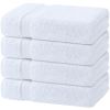White Bath Towels 4 Pack 27x54 Inch 100% Ring Spun Cotton 650GSM Extra Absorbent Soft White Towels for Bathroom Shower Hotel Spa
