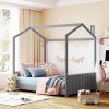 Full Size Velvet House Bed Wood Bed