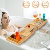 Bathtub Caddy Tray Crafted Bamboo Bath Tray Table Extendable Reading Rack Tablet Phone Holder