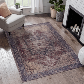 Area Rug 3x5, Washable Rug, Low-Pile, Non-Slip, Non-Shedding, Foldable, Kid & Pet Friendly - Area Rugs for living room, bedroom, kitchen
