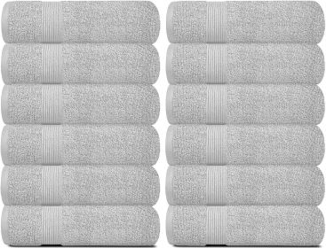 Resort Collection Soft Washcloth Face & Body Towel Set 12x12 inch Luxury Hotel Plush & Absorbent Cotton Washclothes 12 Pack Dolphin Grey Color