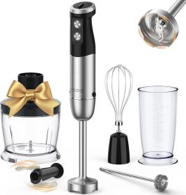 KOIOS 1000W Immersion Hand Blender, Multifunctional 5-in-1 Handheld Blender, 12-Speeds, Stainless Steel blender shaft, includes 600ml Mixing Beaker