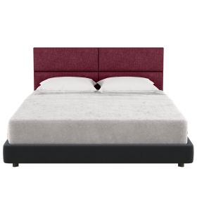 Jaxx Panelist Modern Padded Headboard â€“ Set of 4 Wall Mounted Panels (Each 11.25" x 30") - Queen, Vino Red Microvelvet