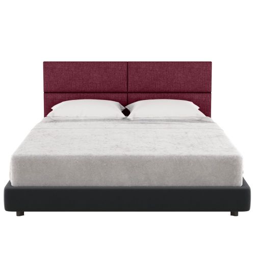 Jaxx Panelist Modern Padded Headboard â€“ Set of 4 Wall Mounted Panels (Each 11.25" x 30") - Queen, Vino Red Microvelvet