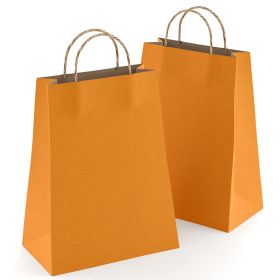 Orange Kraft Paper Bags with Handles Bulk