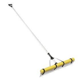 VEVOR Landscape Rake, 36" Head Aluminum Landscape Rake, Lake Weed Rake with 102.36" Adjustable Extension Handle, Rope and Float, for Loosening Soil