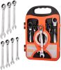 Ratchet Wrench Kit, 7 Piece Set, 8mm-19mm, Chrome Vanadium Steel, Full Polished 72 Tooth Box and Open End Standard Garage Tool Set for Mechanics