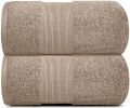 Resort Collection Soft Bath Sheet Towels 2 Pack Taupe 35x70 inch Oversize Large Luxury Hotel Plush & Absorbent Cotton Bath Sheet