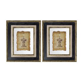 18x22" Lucian Framed Antiqued Sculpture Print,2 Piece