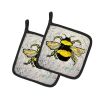Buzzbee Bumblebee Pair of Pot Holders Kitchen Heat Resistant Pot Holders Sets Oven Hot Pads for Cooking Baking BBQ, 7 1/2 x 7 1/2