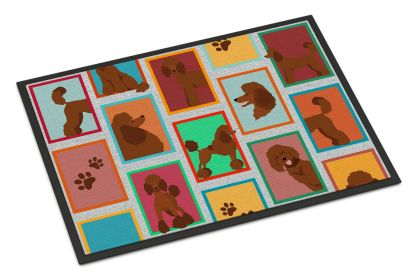 NEW Lots of Chocolate Standard Poodle Doormat Front Door Mat Indoor Outdoor Rugs for Entryway, Non Slip Washable Low Pile, 18H X 27W