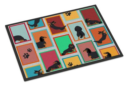 NEW Lots of Longhaired Black Tan Dachshund Doormat Front Door Mat Indoor Outdoor Rugs for Entryway, Non Slip Washable Low Pile, 18H X 27W