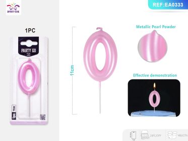 Macaron Pink Number 0 Candles,Pink  Birthday Candles,Macaron Happy Birthday Candle for Cake 11cm 24pcs