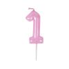 Macaron Pink Number 1 Candles,Pink First Birthday Candles,Macaron Happy Birthday Candle for Cake 11cm 24pcs