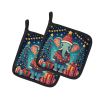 Elephant Christmas Pair of Pot Holders Kitchen Heat Resistant Pot Holders Sets Oven Hot Pads for Cooking Baking BBQ, 7 1/2 x 7 1/2