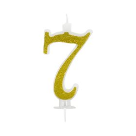 Gold Birthday Candles for Cake, Premium Glitter 7nd Number Candle Birthday Party Wedding Anniversary 14cm* 12pcs