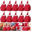 5Pcs Christmas Drawstring Bags Christmas Hat Design Flannel Gift Wrapping Bag Small Goodie Candy Snack Bag Party Favor Treat Pouch Bags for Holiday Bi