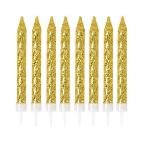 192-Count Glitter Long Thin Birthday Candles, Gold Stick Birthday Cake Candles Set