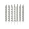 8cm 192 Pieces Spiral Cake Candles in Holders Metallic Cake Cupcake Candles Short Thin Cake Candles for Birthday Wedding Party Cake Decorations (Silve
