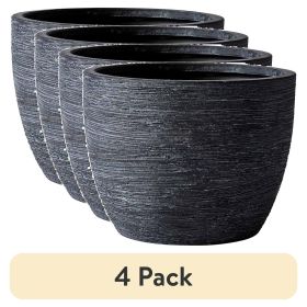 (4 pack)4.5" Textured Matte Ceramic Pot, Black, 1 - Piece