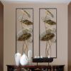 35.8" 2 Pieces Metal Lotus Leaves Wall Decor Set for Living Room with Black Frame