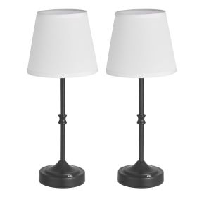 Cordless Table Lamp 2 Pack Rechargeable Battery Desk Lamp Fabric Shade Black