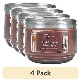 (4 pack) Iced Caramel Macchiato Scented 3-Wick Glass Jar Candle, 11.5oz