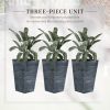 Set of 3 Tall Planters with Drainage Hole, 24" Outdoor Flower Plant Pots, Indoor Planters for Porch, Front Door, Entryway, Patio and Deck, Gray