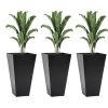 Set of 3 Tall Planters with Drainage Hole, 28" Outdoor Flower Plant Pots, Indoor Planters for Porch Patio and Deck, Black