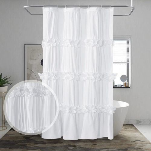 Single Shabby Elegance Ruffle Shower Curtain 72 x 36 inches
