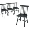 HOMCOM Dining Chairs Set of 4, Farmhouse Wood Kitchen Chairs with Rubber Wood Frame, Spindle Back for Dining Room, Black