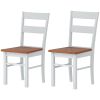 HOMCOM Farmhouse Dining Table Chairs, Set of 2 Rubber Wood Kitchen Table Chairs with Open Back for Living Room, Light Gray