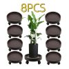 8 Pack Plant Caddy with Wheels Heavy Duty 13 Inch Plant Dolly with Locking Casters Rolling Plant Stand for Indoor Outdoor, Brown