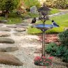 Outsunny 3-in-1 Garden Bird Bath Bowl Pedestal with Bird Feeder, Large Water Basin, Underneath Flower Planter, Bronze