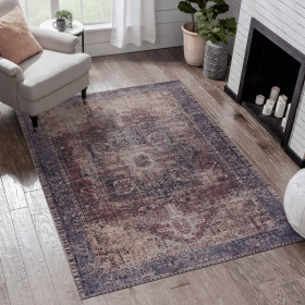 LOOM & LUXE Area Rugs 6x9, Washable Rug, Low-Pile, Non-Slip, Non-Shedding, Foldable, Kid & Pet Friendly - Area Rugs for living room, bedroom