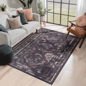 LOOM & LUXE Area Rug 5x8, Washable Rug, Low-Pile, Non-Slip, Non-Shedding, Foldable, Kid & Pet Friendly - Area Rugs for living room, bedroom