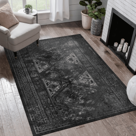 LOOM & LUXE 9x12 Area Rug, Washable Rug, Low-Pile, Non-Slip, Non-Shedding, Foldable, Kid & Pet Friendly - Area Rugs for living room, bedroom