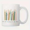 Chic Pink & Golden Birthday Coffee Mug for Her - 11oz Ceramic Cup with Colorful Candle Design, Perfect Gift for