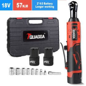 1 Set TQUAGGA 18V Cordless Electric Wrench, 57NM High Torque 3/8'' Ratchet Wrench, Removal Screw Nut Car Repair Tools, Right Angle Wrench, Power Tool